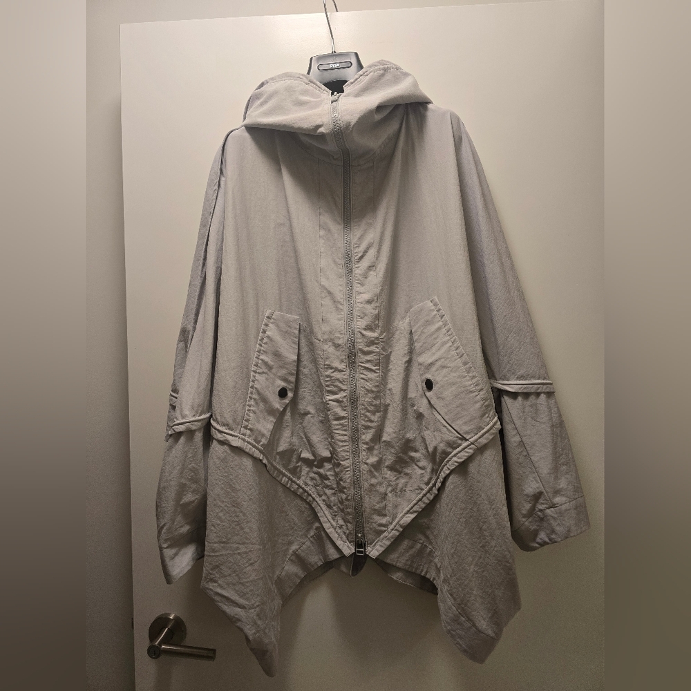Light Gray Hooded Poncho Style Jumper